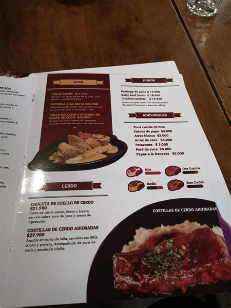 Carta de Restaurante la Potra, Barranquilla